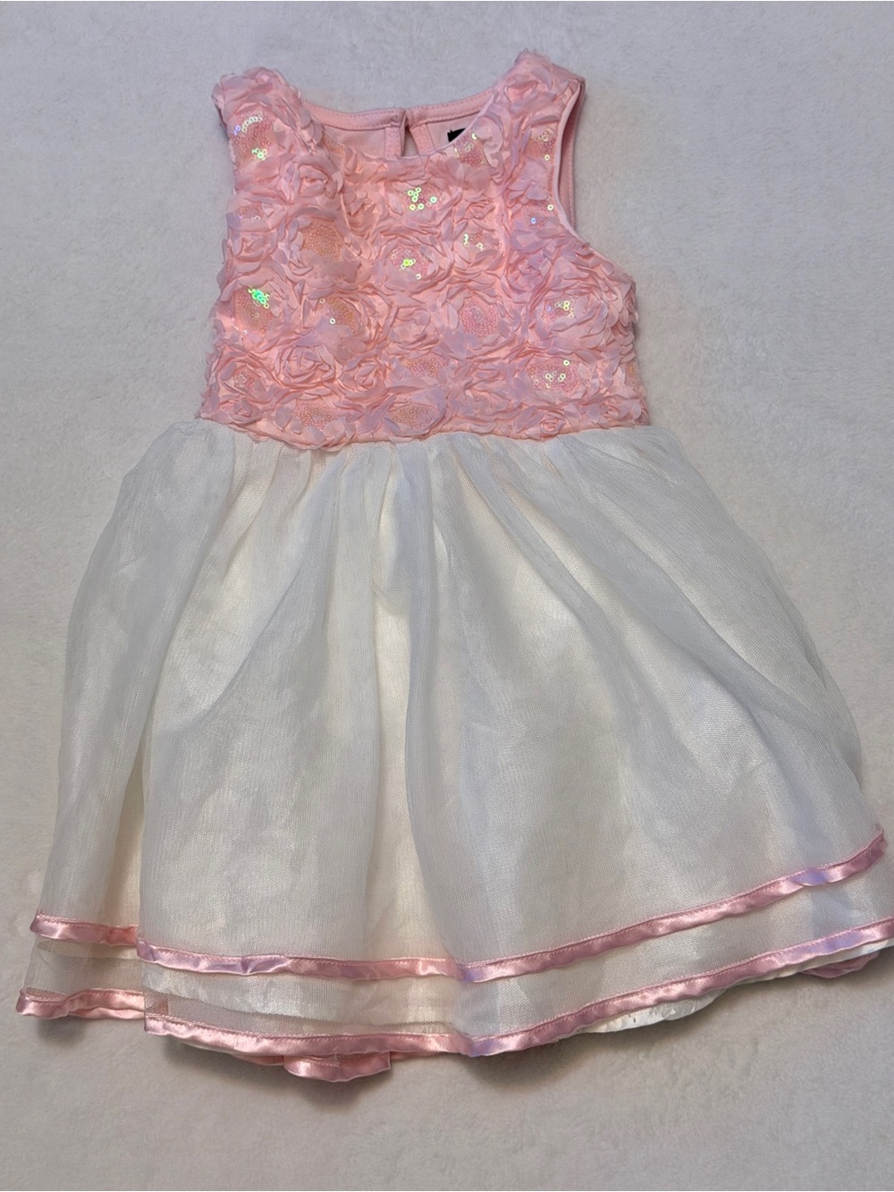 Pink Floral Bodice & White Skirt Girls Party Dress